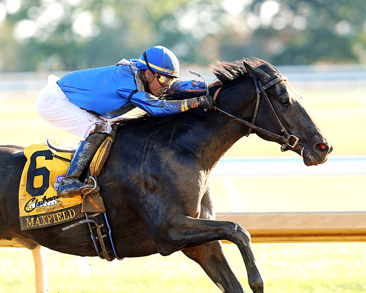 Maxfield wins the 2019 Breeders' Futurity Stakes at Keeneland Racecourse