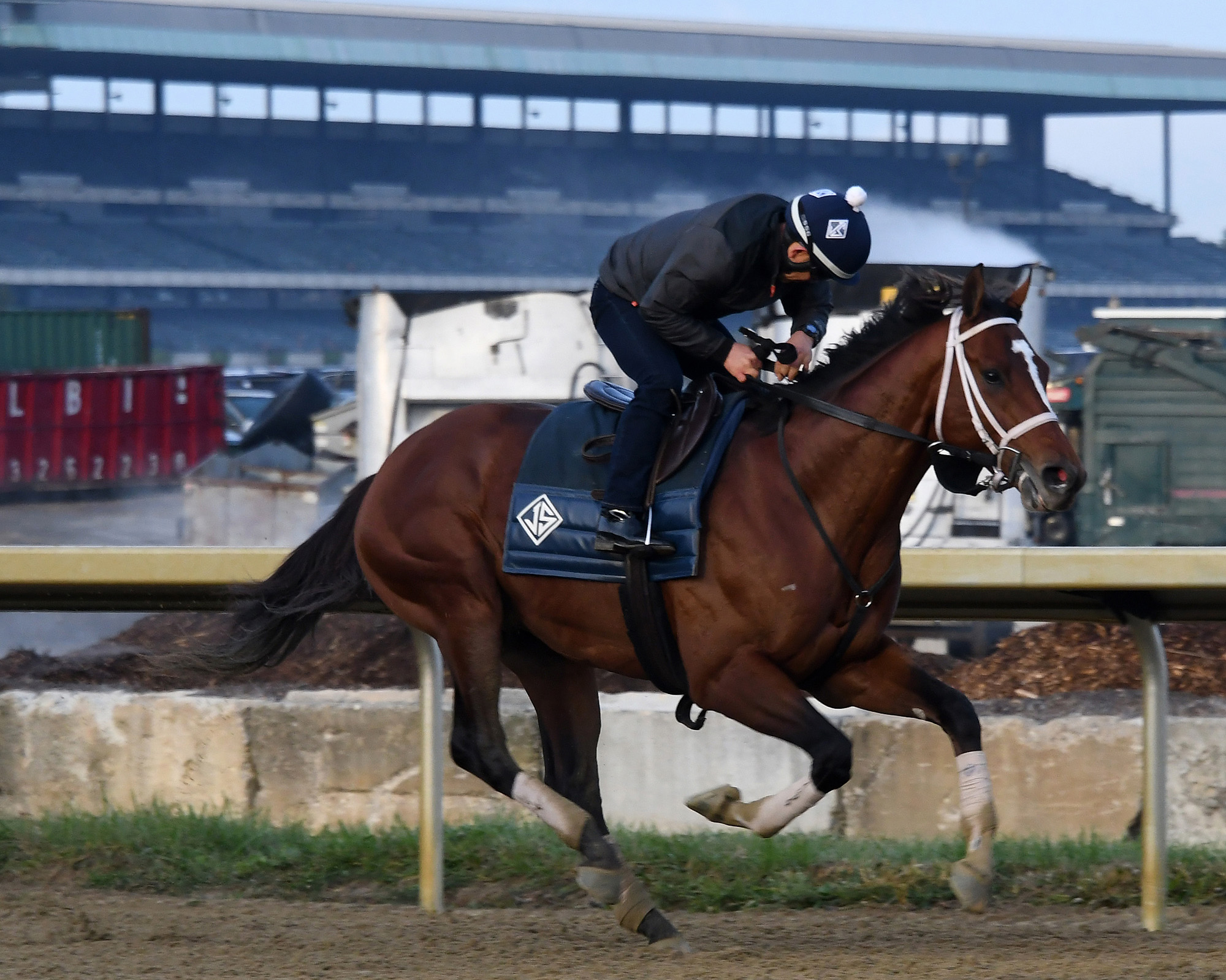 Maximum Security trains on 10.20.19 at Belmont Park