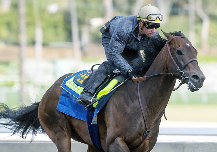 McKinzie works at Santa Anita on March 4