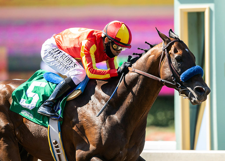 McKinzie wins the Triple Bend Stakes at Santa Anita Park