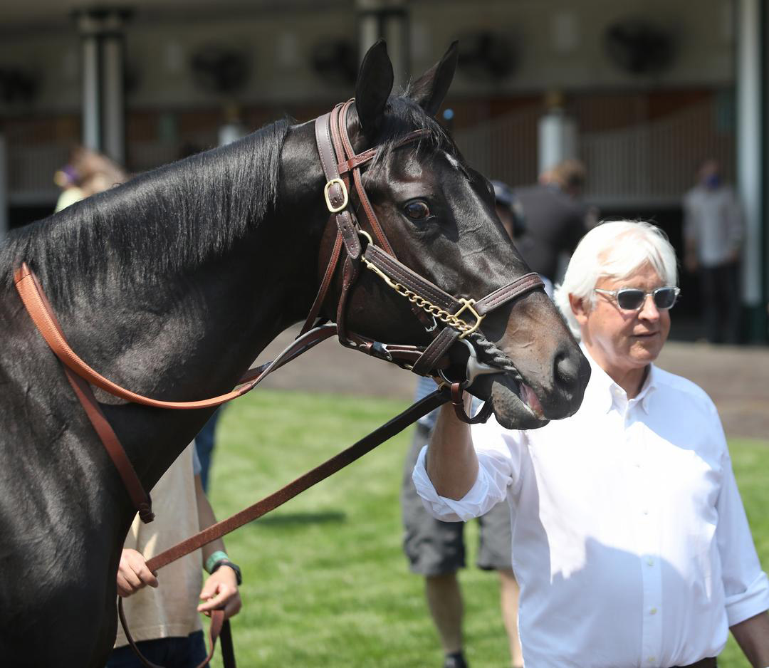 Trainer Bob Baffert with Medina Spirit at Churchill Downs, April 27