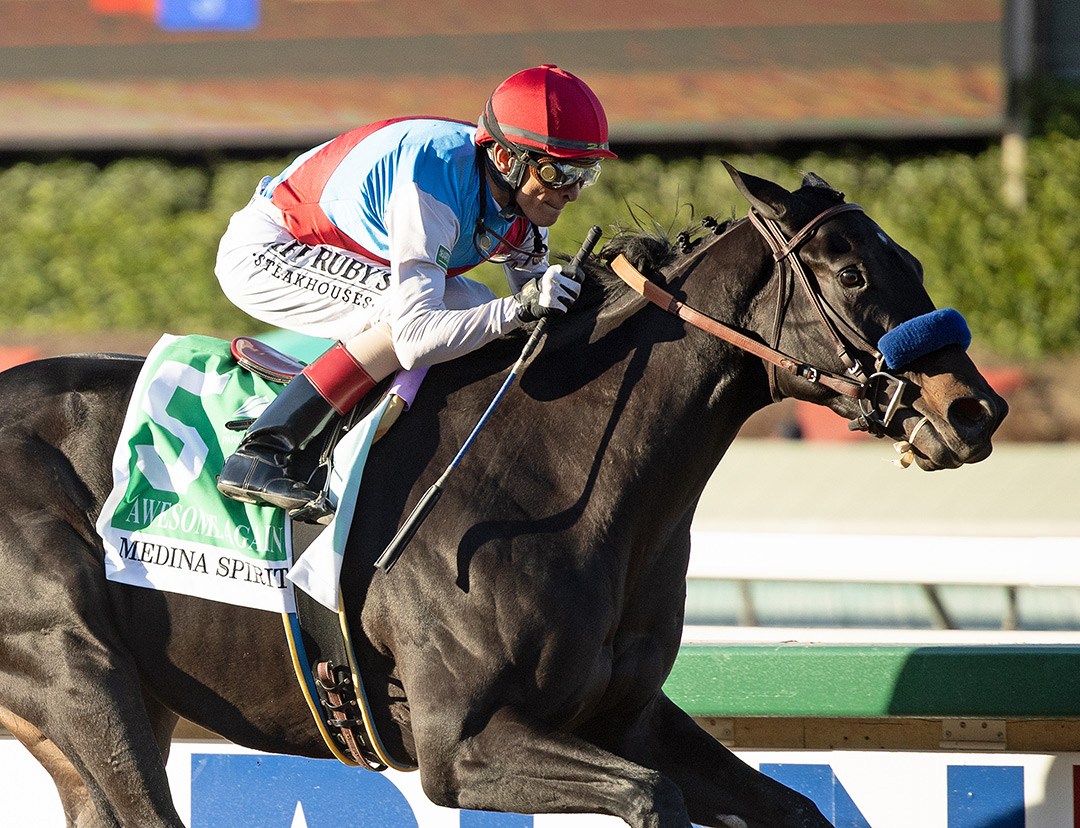 Medina Spirit wins the 2021 Awesome Again Stakes at Santa Anita