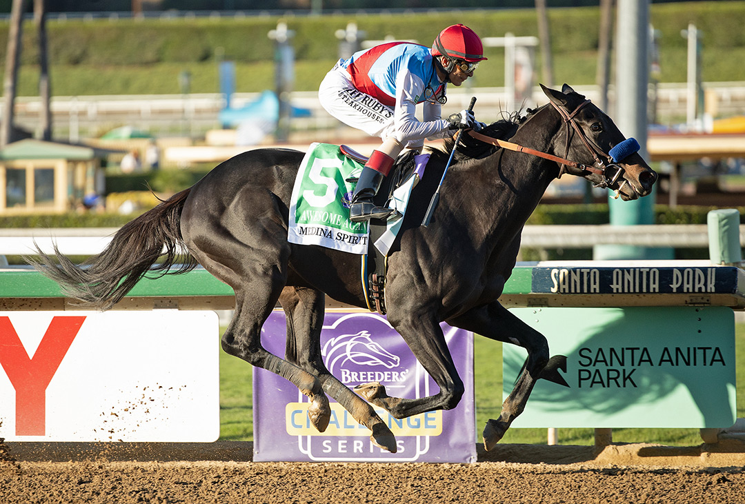 Medina Spirit wins the 2021 Awesome Again Stakes at Santa Anita