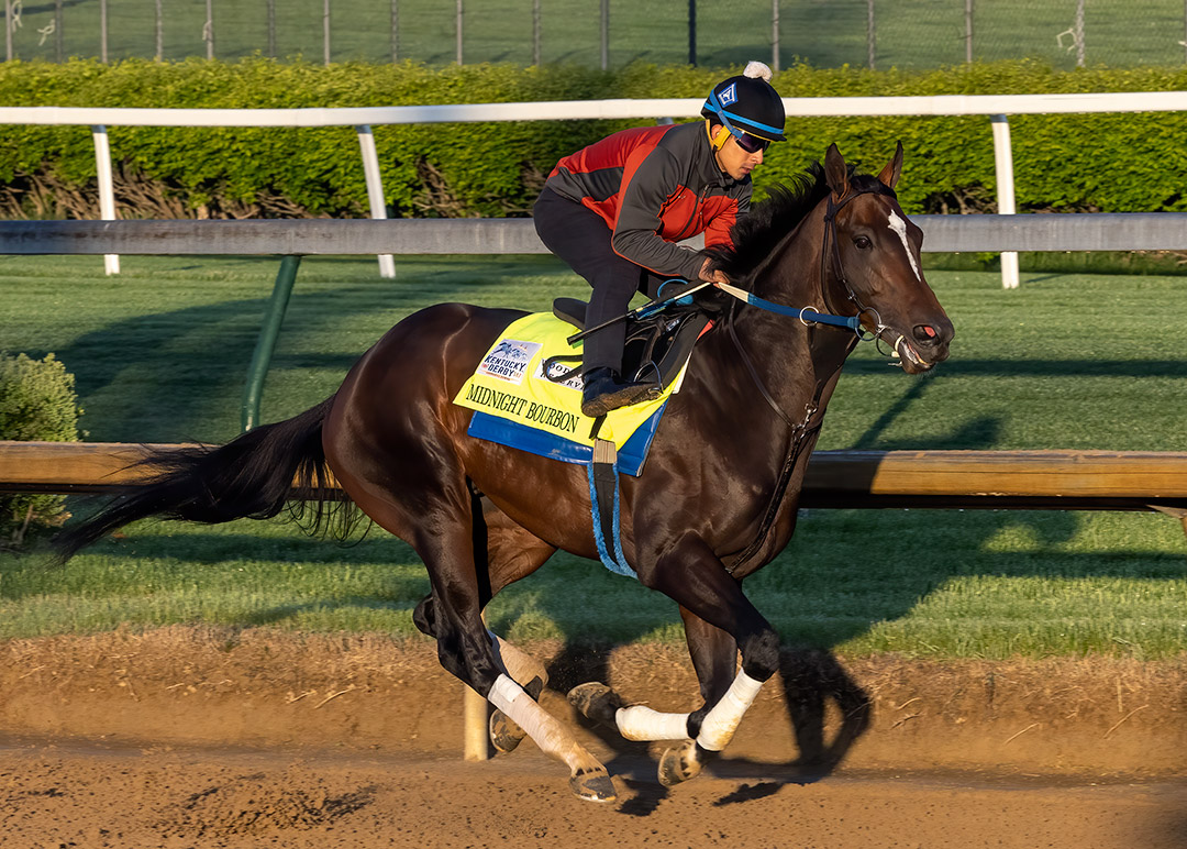 Midnight Bourbon trains at Churchill Downs on April 26