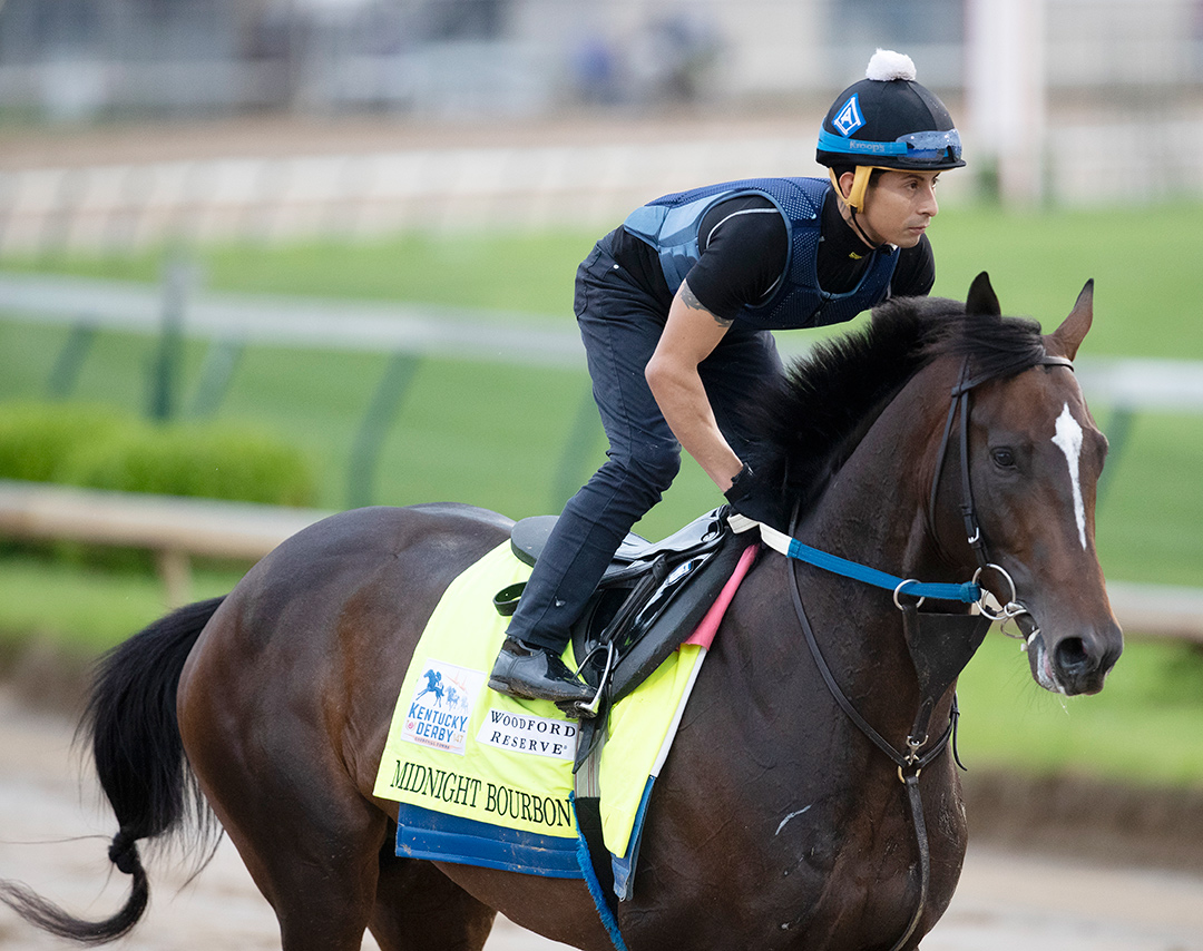 Midnight Bourbon trains at Churchill Downs on April 29