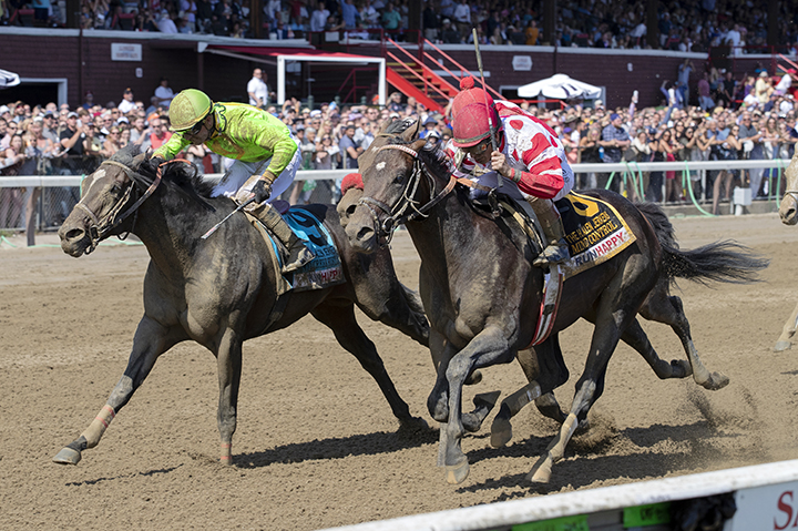 Mind Control (right) wins the 2019 H. Allen Jerkens at Saratoga Race Course