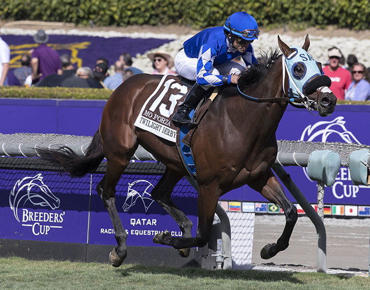 Mo Forza wins the Twilight Derby at Santa Anita Park