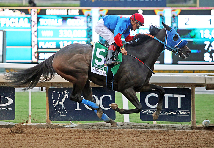 Mongolian Groom wins the 2019 Awesome Again Stakes at Santa Anita Park