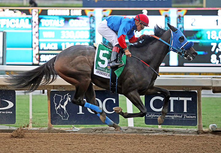 Mongolian Groom wins the 2019 Awesome Again Stakes at Santa Anita Park