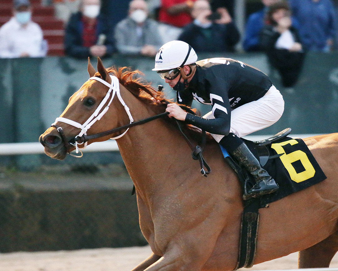 Monomoy Girl wins the 2021 Bayakoa Stakes at Oaklawn Park