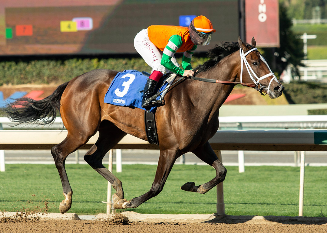 Moraz wins a January maiden race at Santa Anita Park
