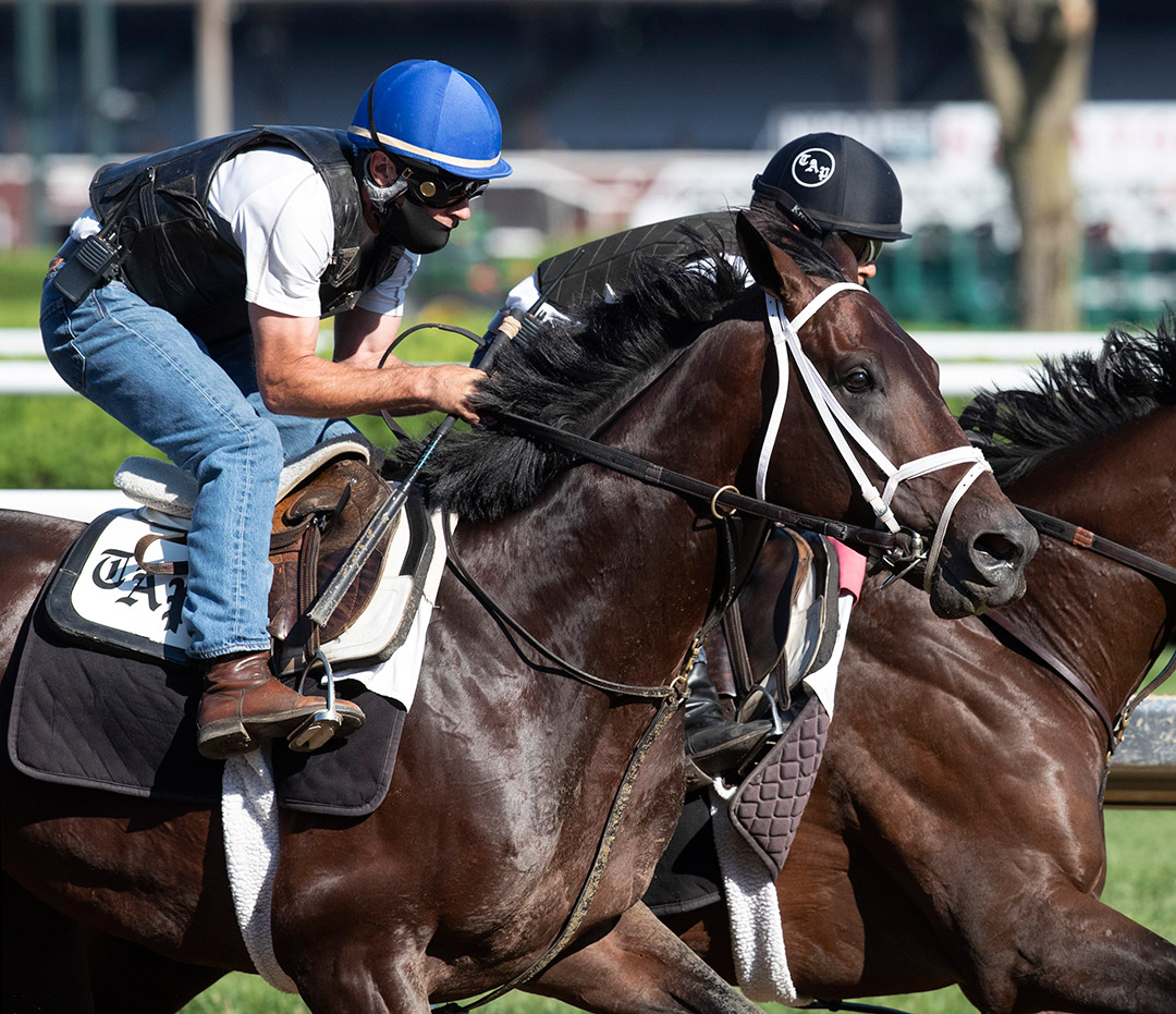 Moretti trains at Saratoga Race Course on July 26