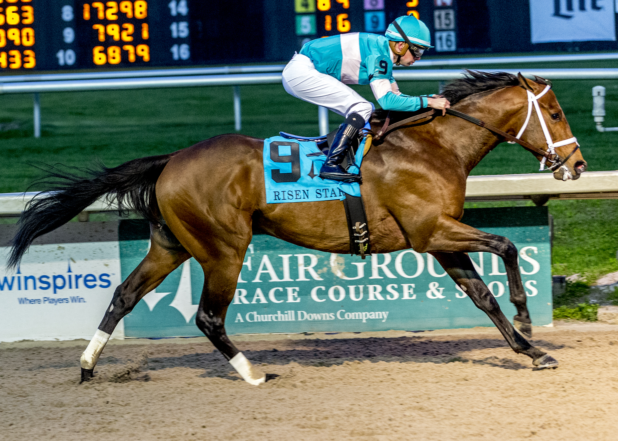 Mr. Monomoy wins the first division of the 2020 Risen Star Stakes