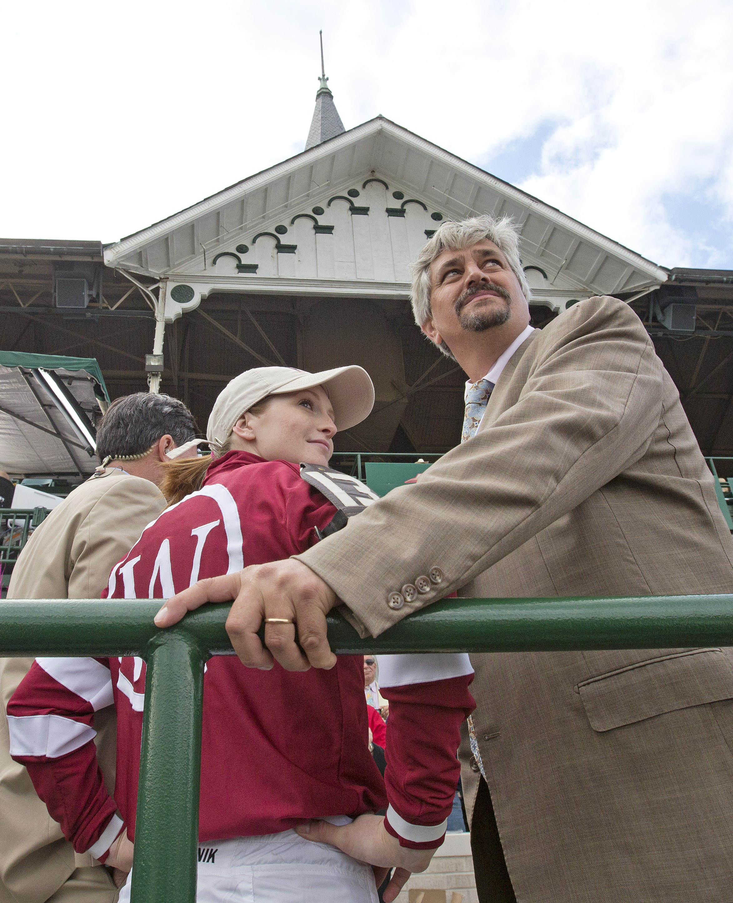 Rosie Napravnik with trainer Steve Asmussen after the Kentucky Oaks