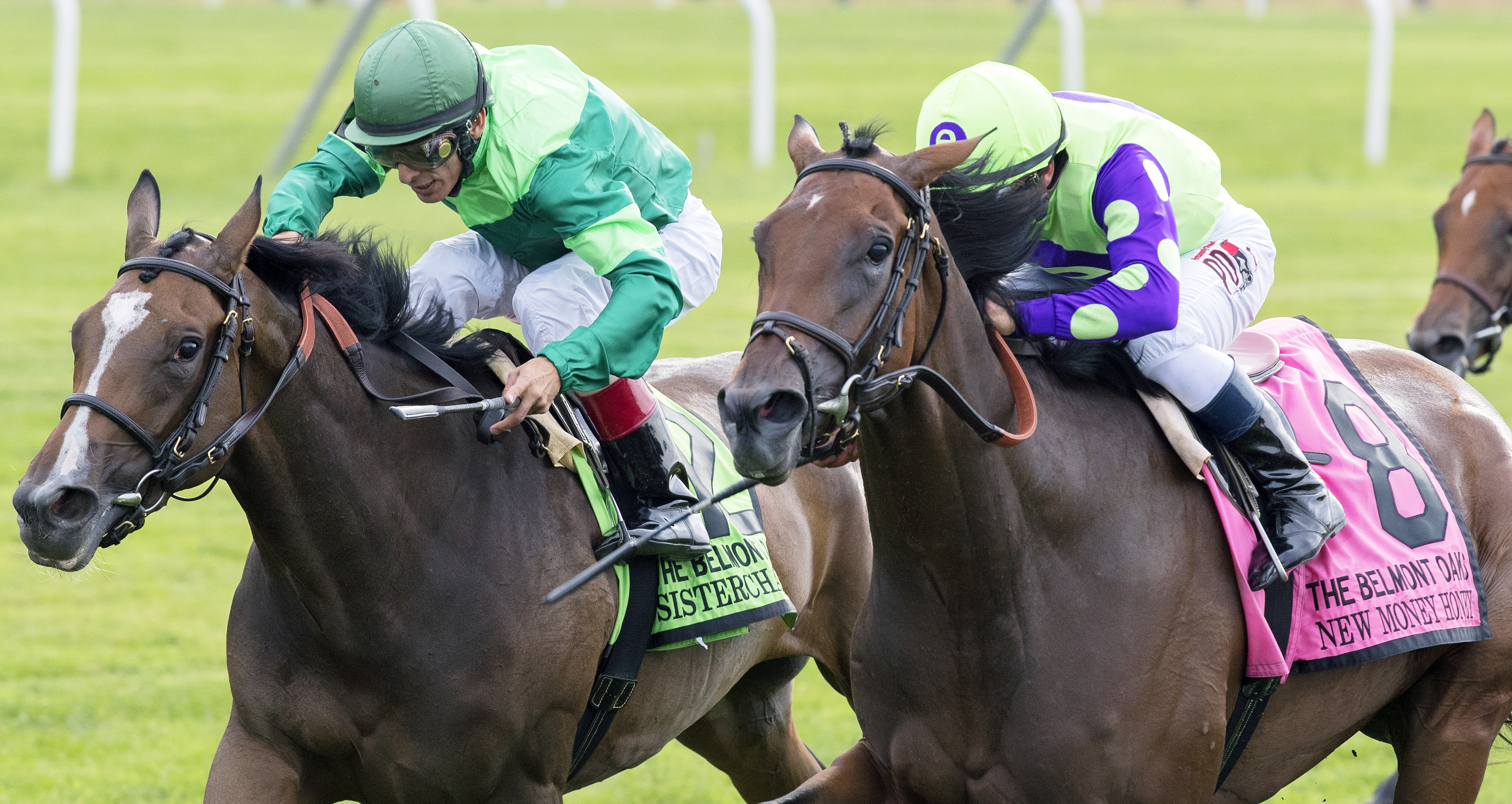 New Money Honey wins the 2017 Belmont Oaks