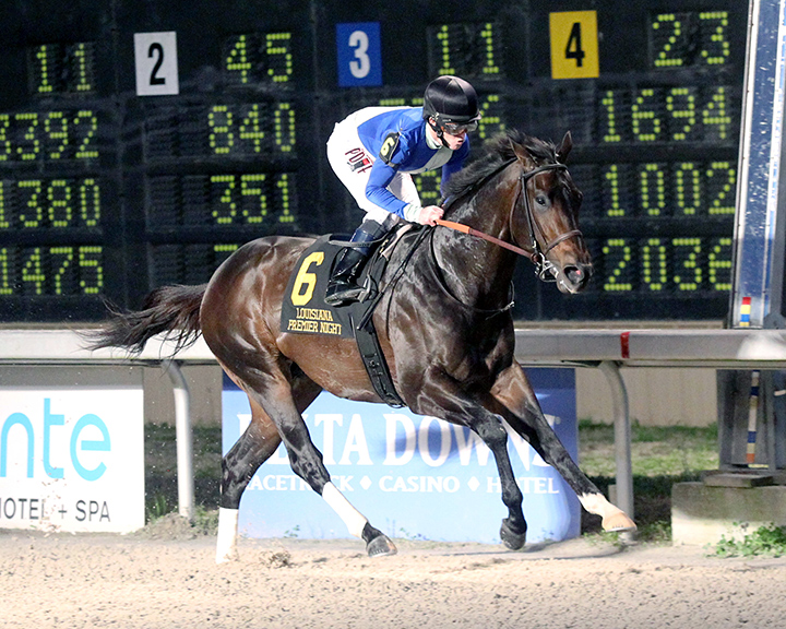 No Parole wins the Louisiana-bred Premier Night Prince Stakes at Delta Downs