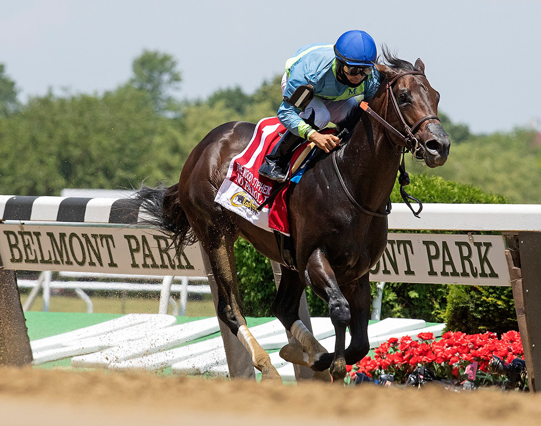 No Parole wins the 2020 Woody Stephens Stakes at Belmont Park