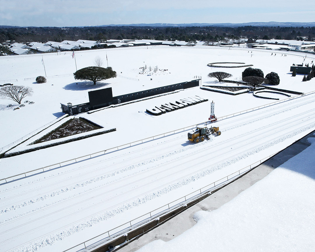 Snow at Oaklawn Park, Feb. 16, 2021