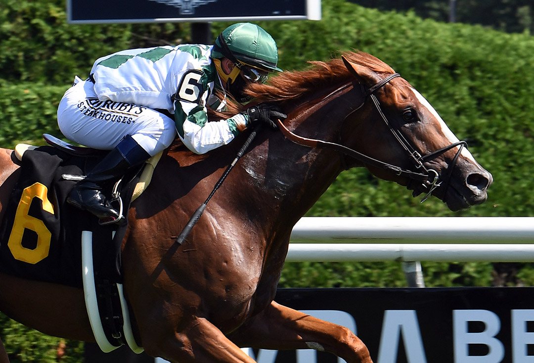 Oak Hill wins a July 18 maiden race at Saratoga Race Course