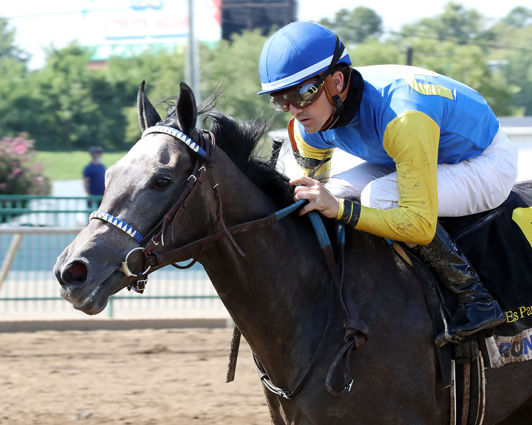 Oliviaofthedesert wins an Aug. 23 maiden race at Ellis Park