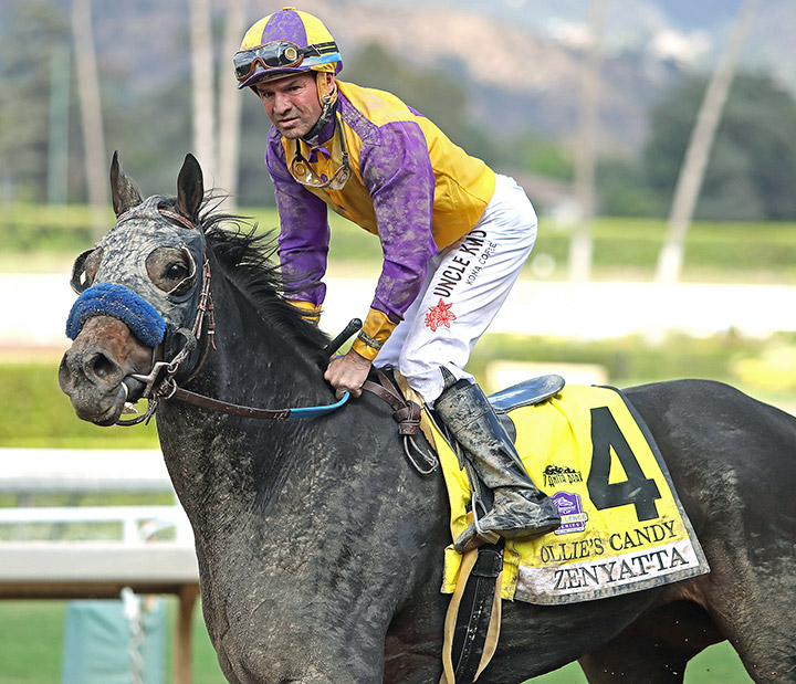 Ollie's Candy finishes third in the Zenyatta Stakes at Santa Anita