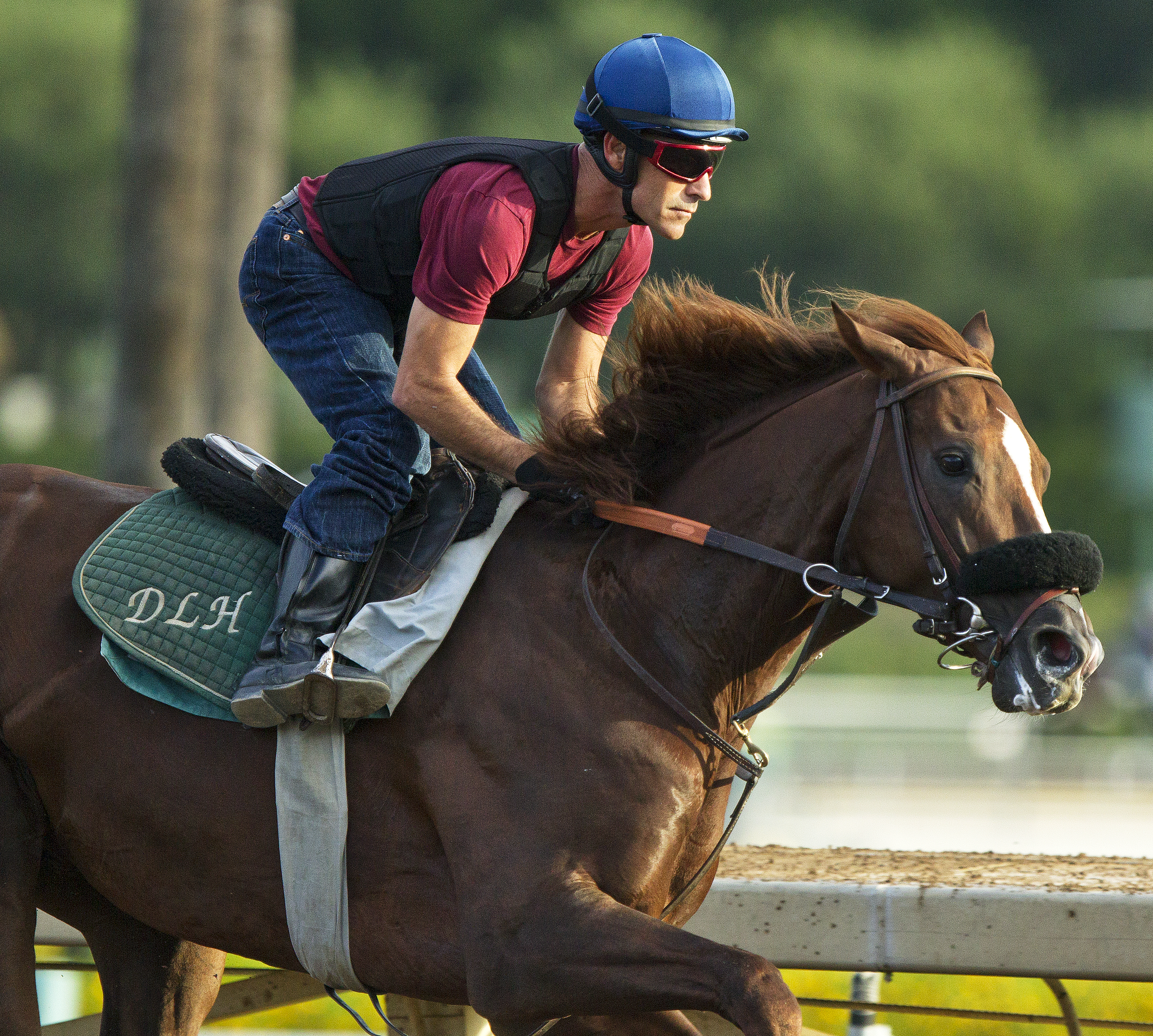 Om trains at Santa Anita on Oct. 8