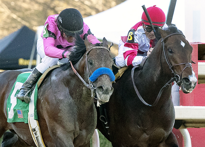 Omaha Beach wins a division of the Rebel Stakes