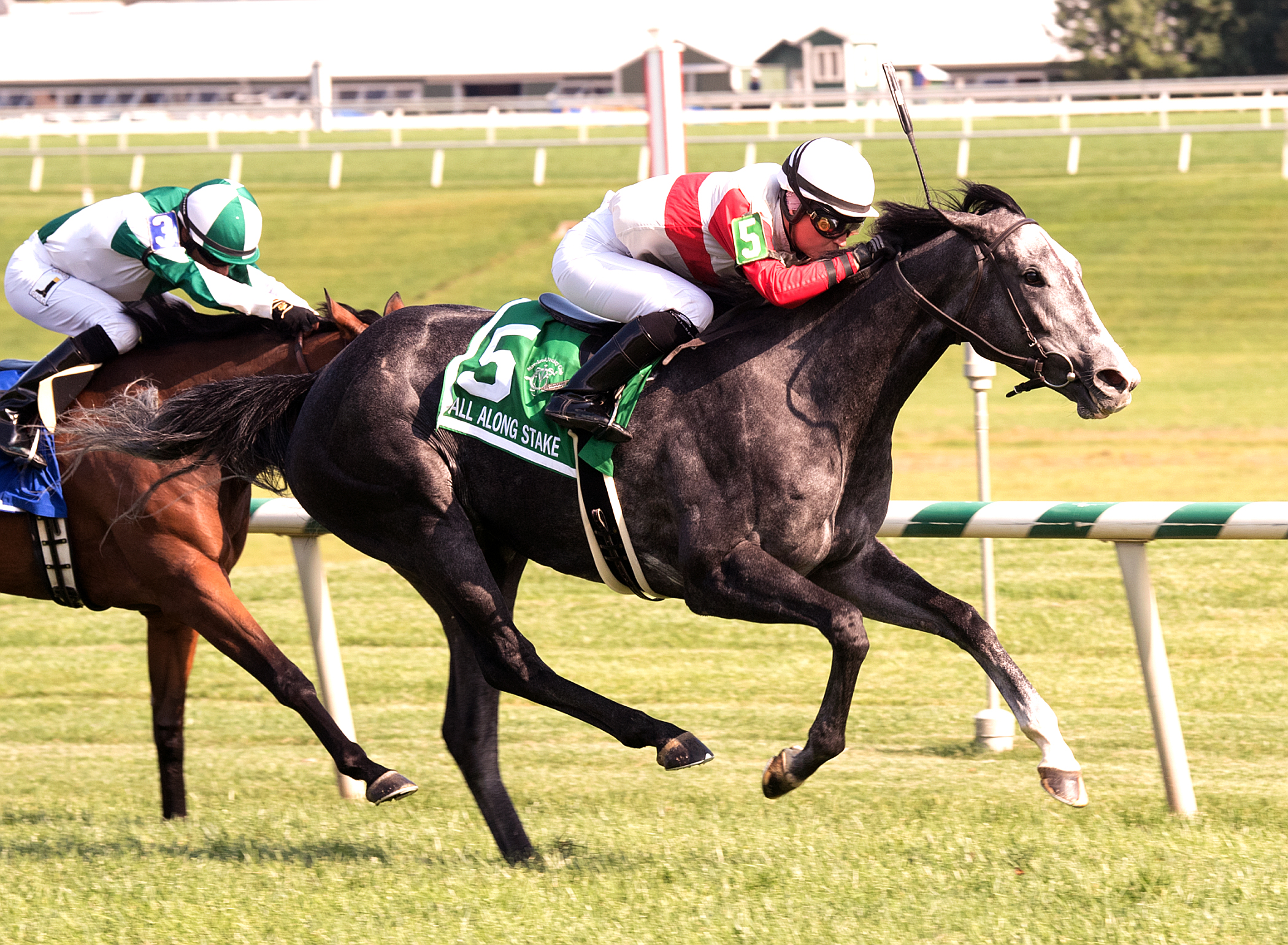 On Leave wins All Along Stakes