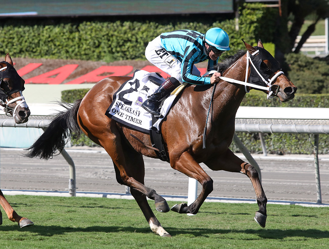 One Timer wins the 2021 Speakeasy Stakes at Santa Anita Park