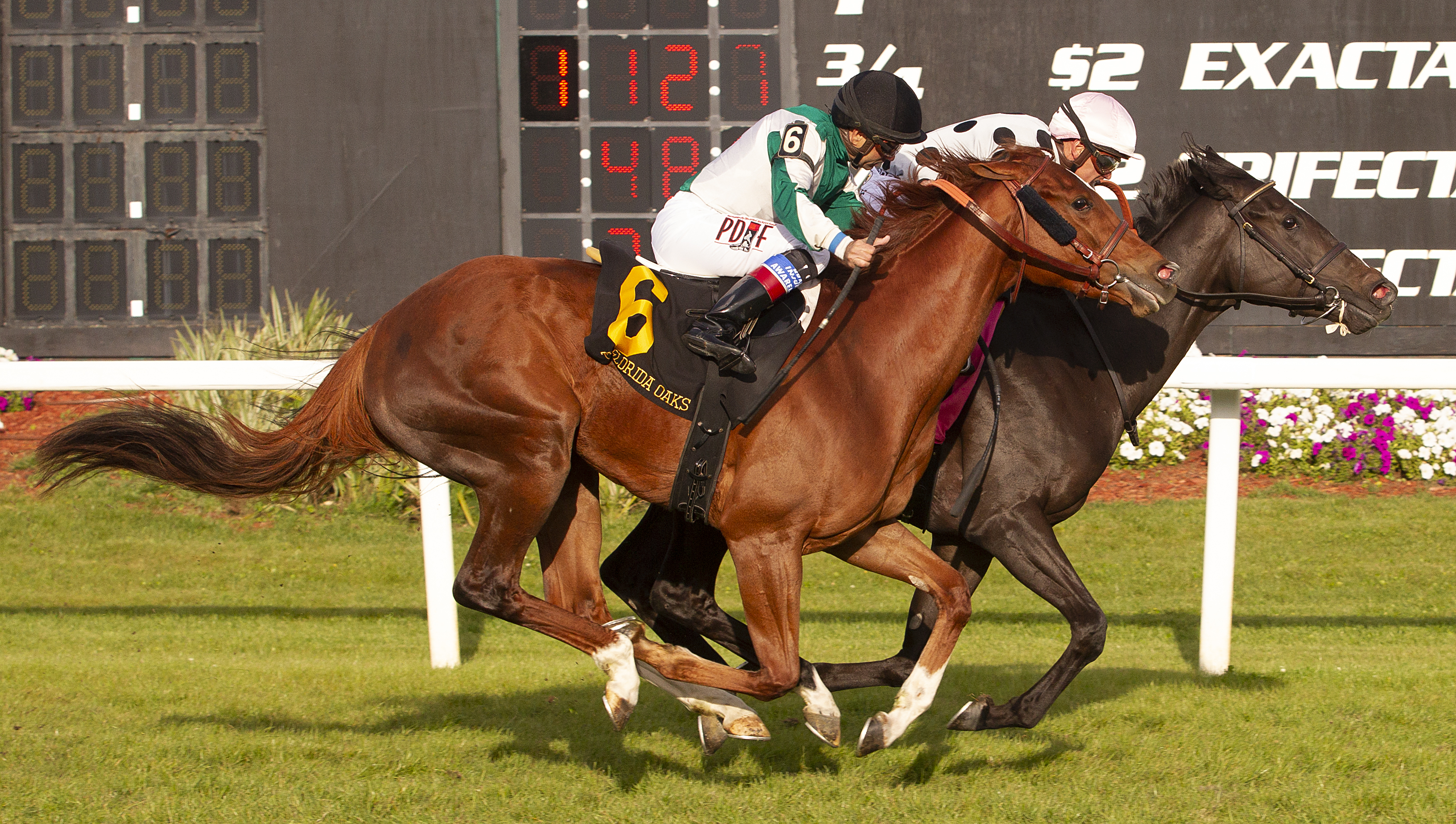 Outburst (inside) wins the 2020 Florida Oaks