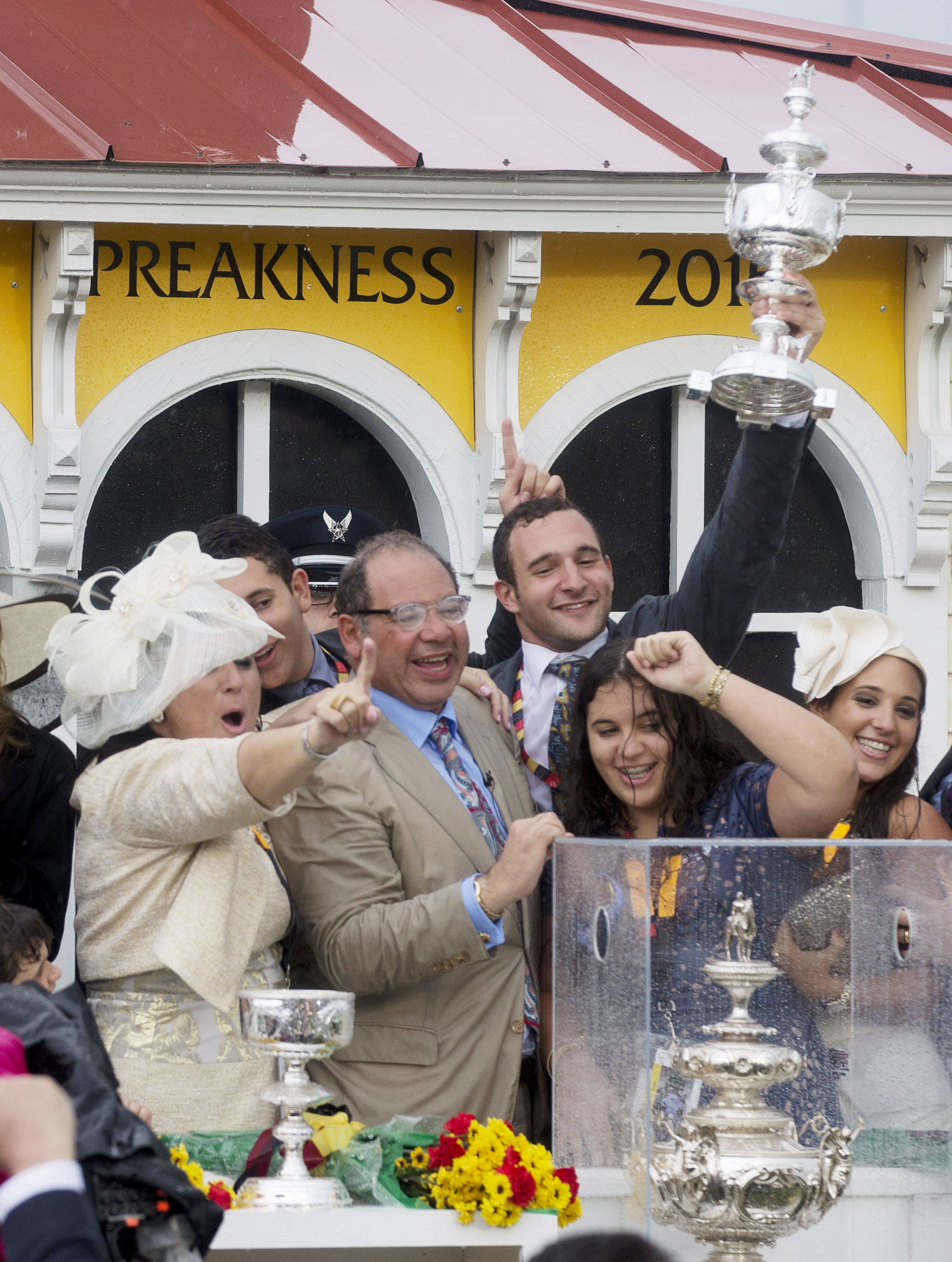Justin Zayat with Ahmed Zayat after the Preakness