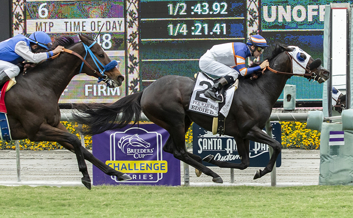 Eddie Haskell finishes second in the Eddie D Stakes at Santa Anita Park