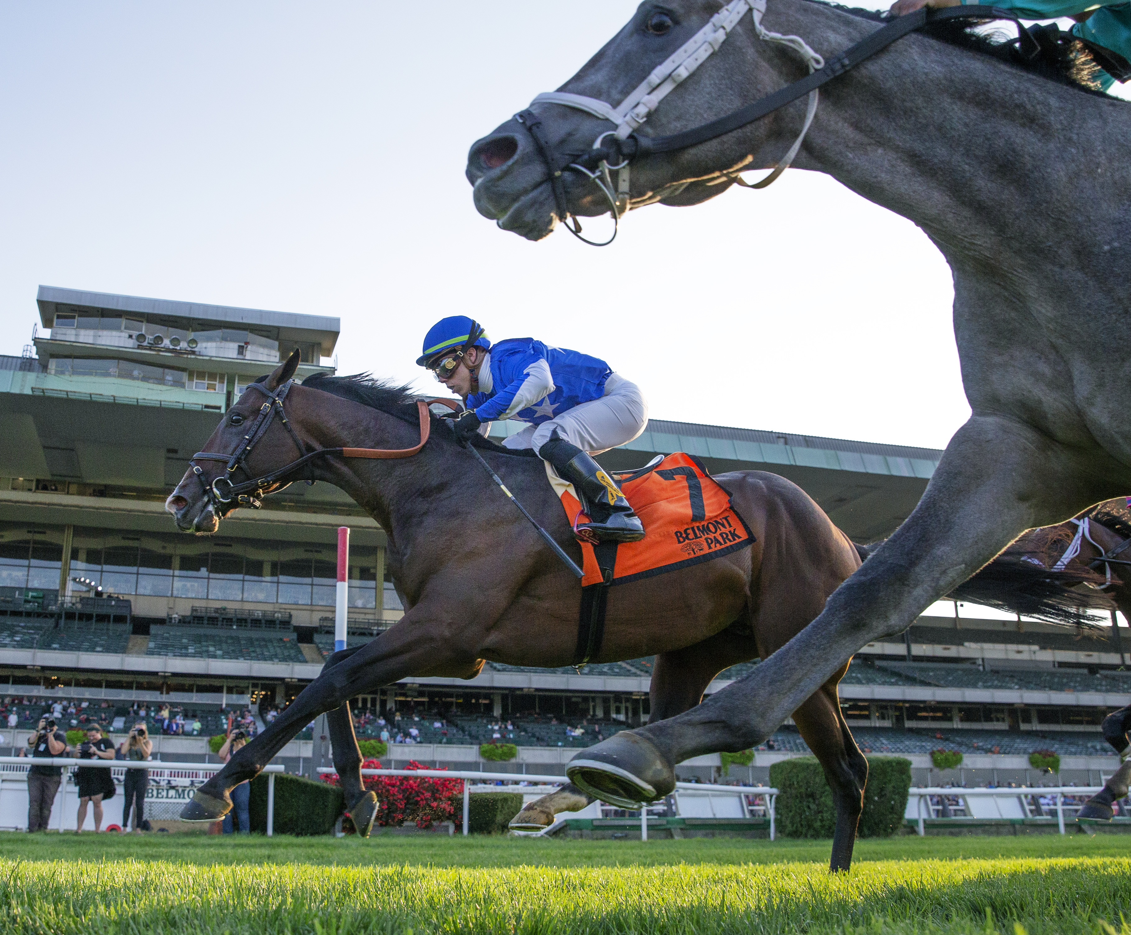 Structor (left) wins the 2019 Pilgrim Stakes