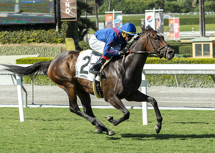 Poster Girl wins an Oct. 3 allowance at Santa Anita Park