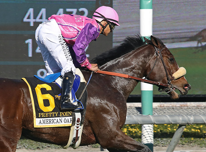 Pretty Point finishes third in the American Oaks at Santa Anita Park
