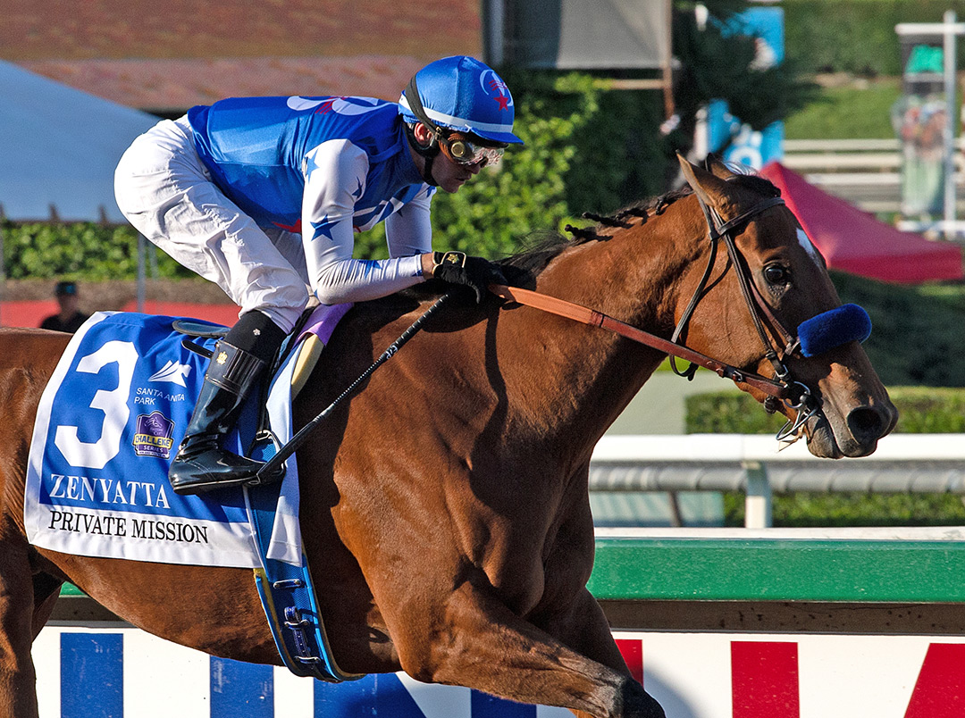 Private Mission wins the 2021 Zenyatta Stakes at Santa Anita