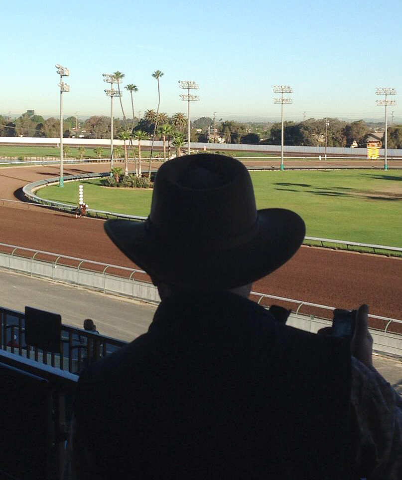 Art Sherman timing California Chrome at Los Alamitos March 15