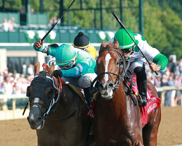 Promises Fulfilled (right) wins the 2018 Phoenix Stakes