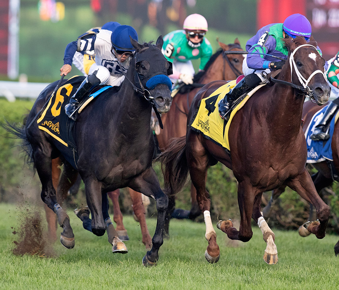 Backtohisroots (6) finishes second in the Lucky Coin Stakes at Saratoga