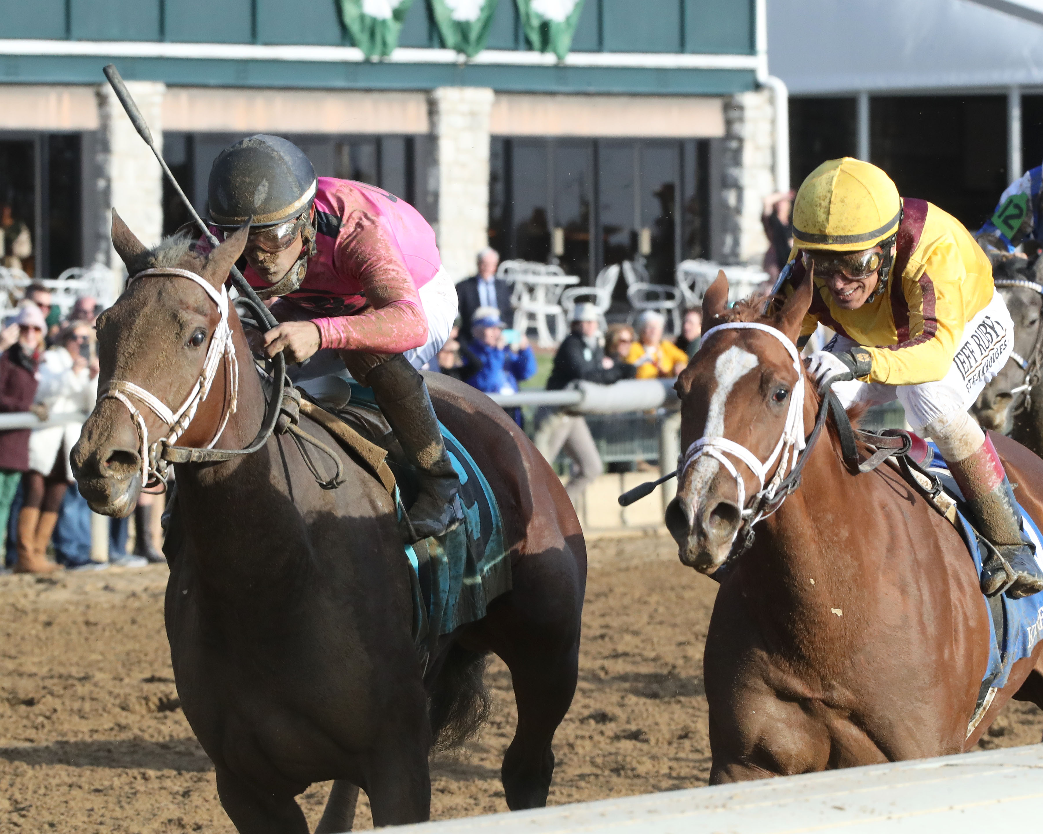 Pure Pauline (right), Grand Entrance dead heat for Pletcher