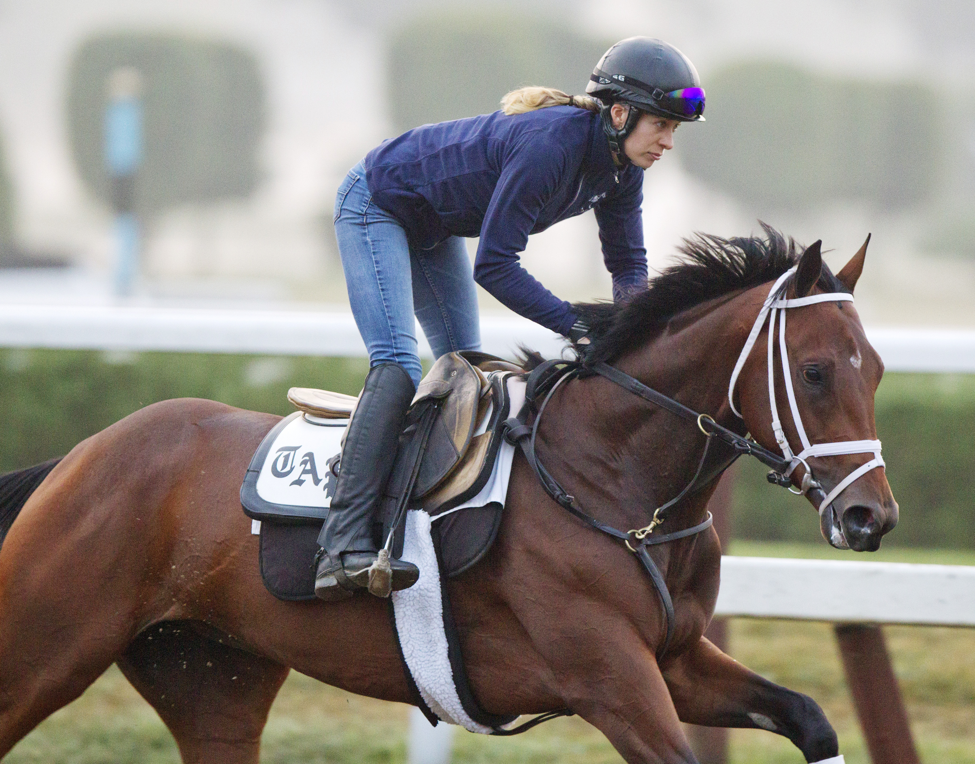 Rachel's Valentina trains at Saratoga on Sept. 3