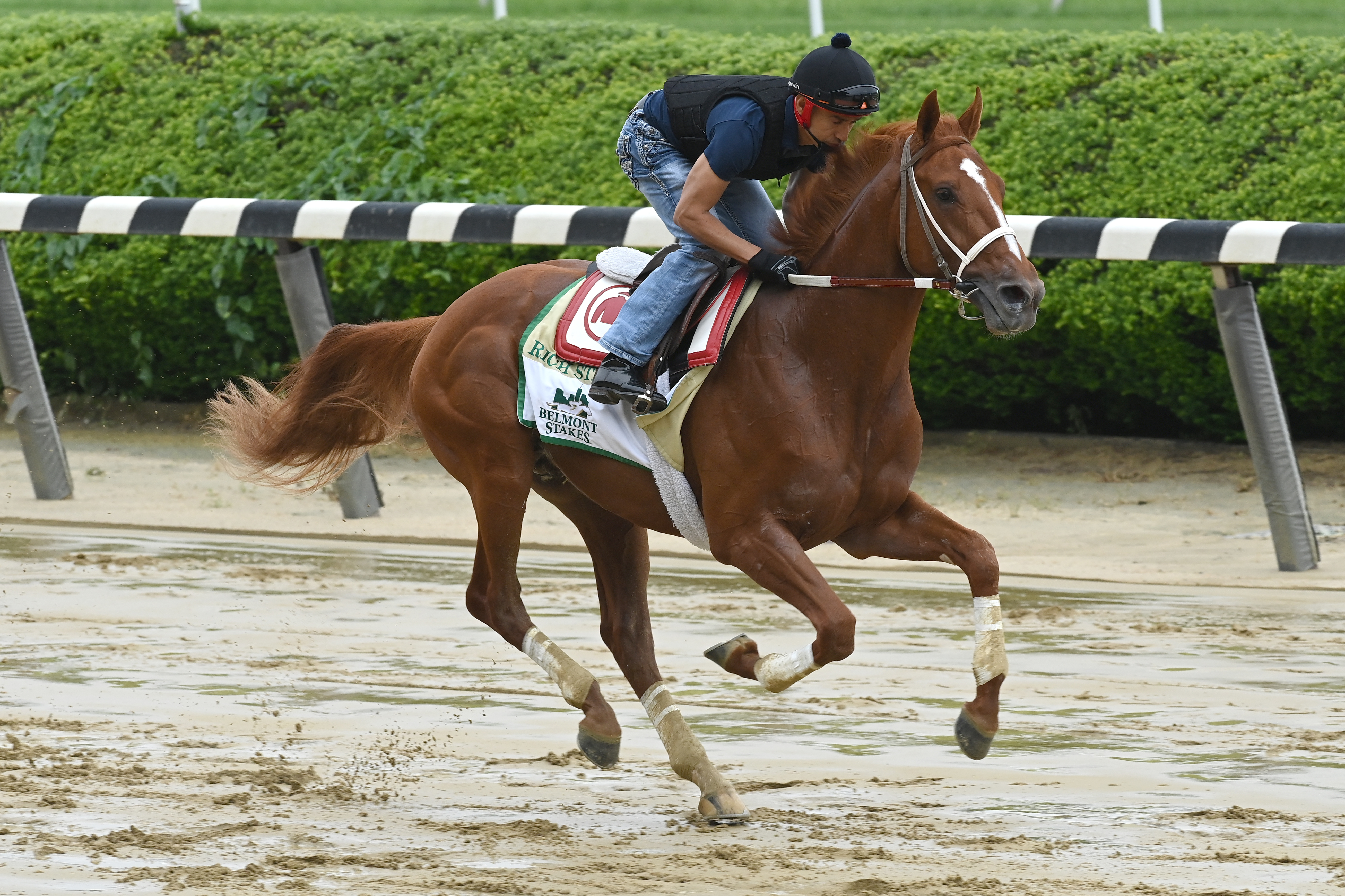 Rich Strike gallops in slop at Belmont on June 3 2022