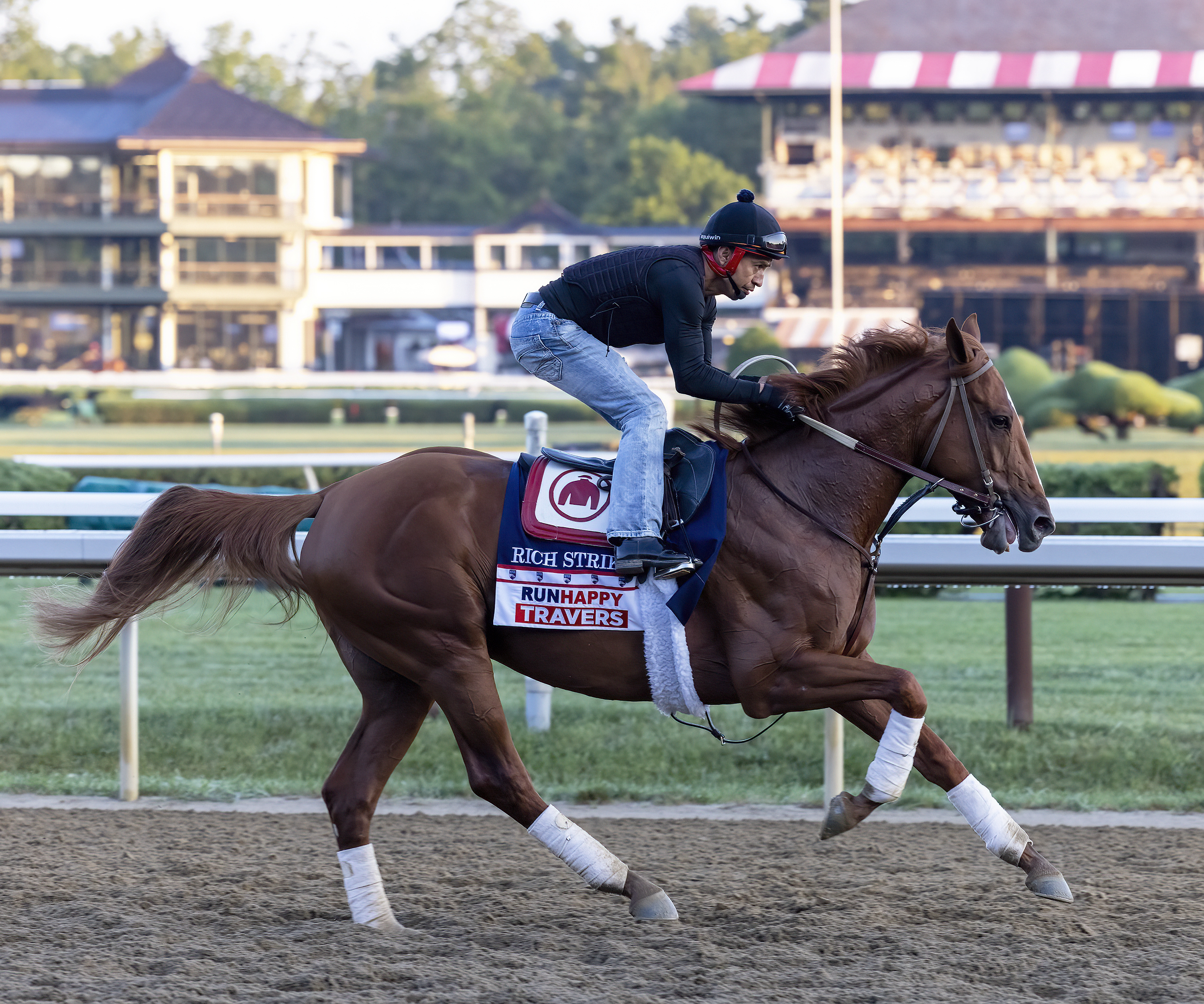 Rich Strike trains at Saratoga Aug 25 2022