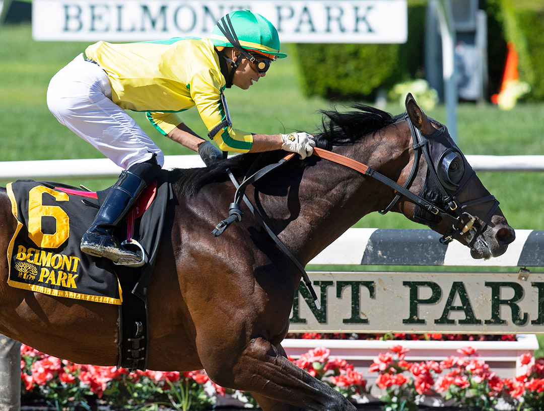 River Dog wins the 2021 Mike Lee Stakes at Belmont Park