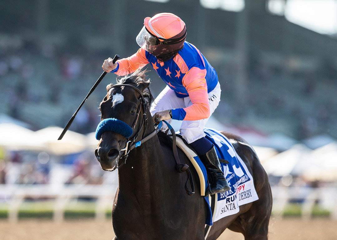 Rock Your World wins the 2021 Santa Anita Derby at Santa Anita