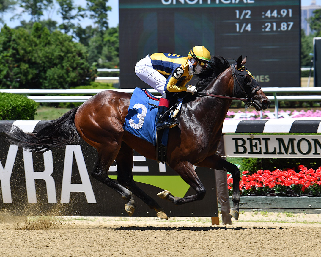 Roderick wins a June 21 maiden race at Belmont Park