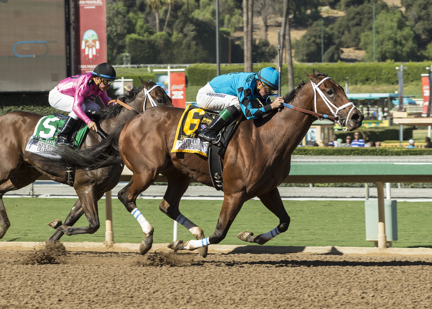 Roy H wins the Santa Anita Sprint Championship