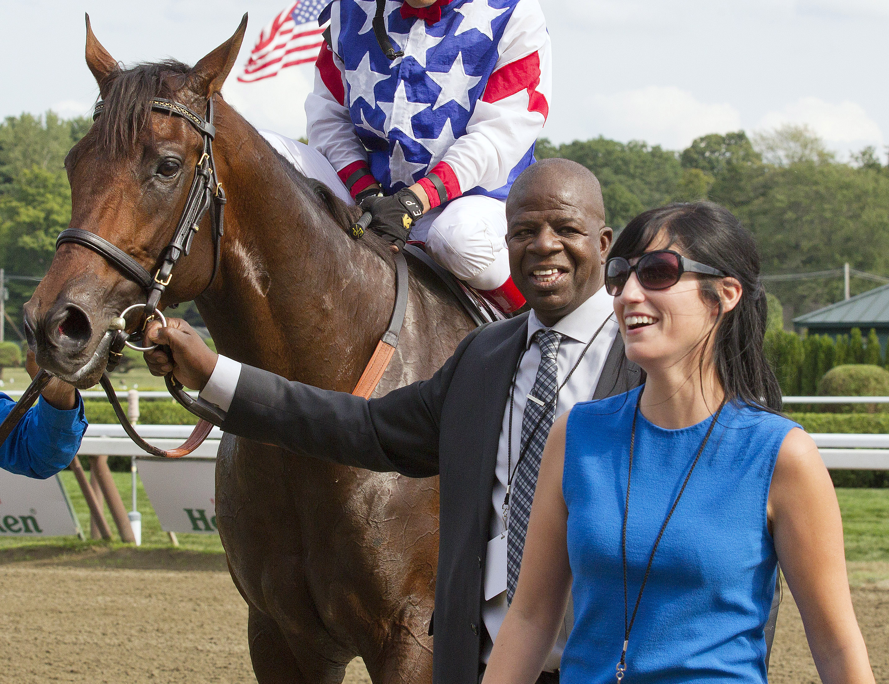 Runhappy with Cordell Anderson and trainer Maria Borell