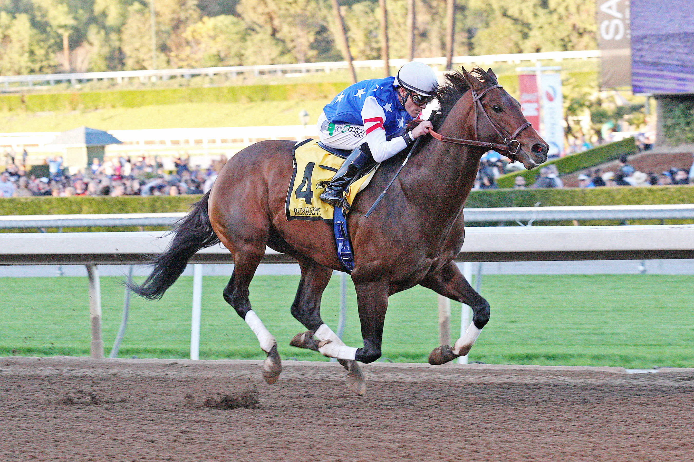 Runhappy wins the Malibu Stakes