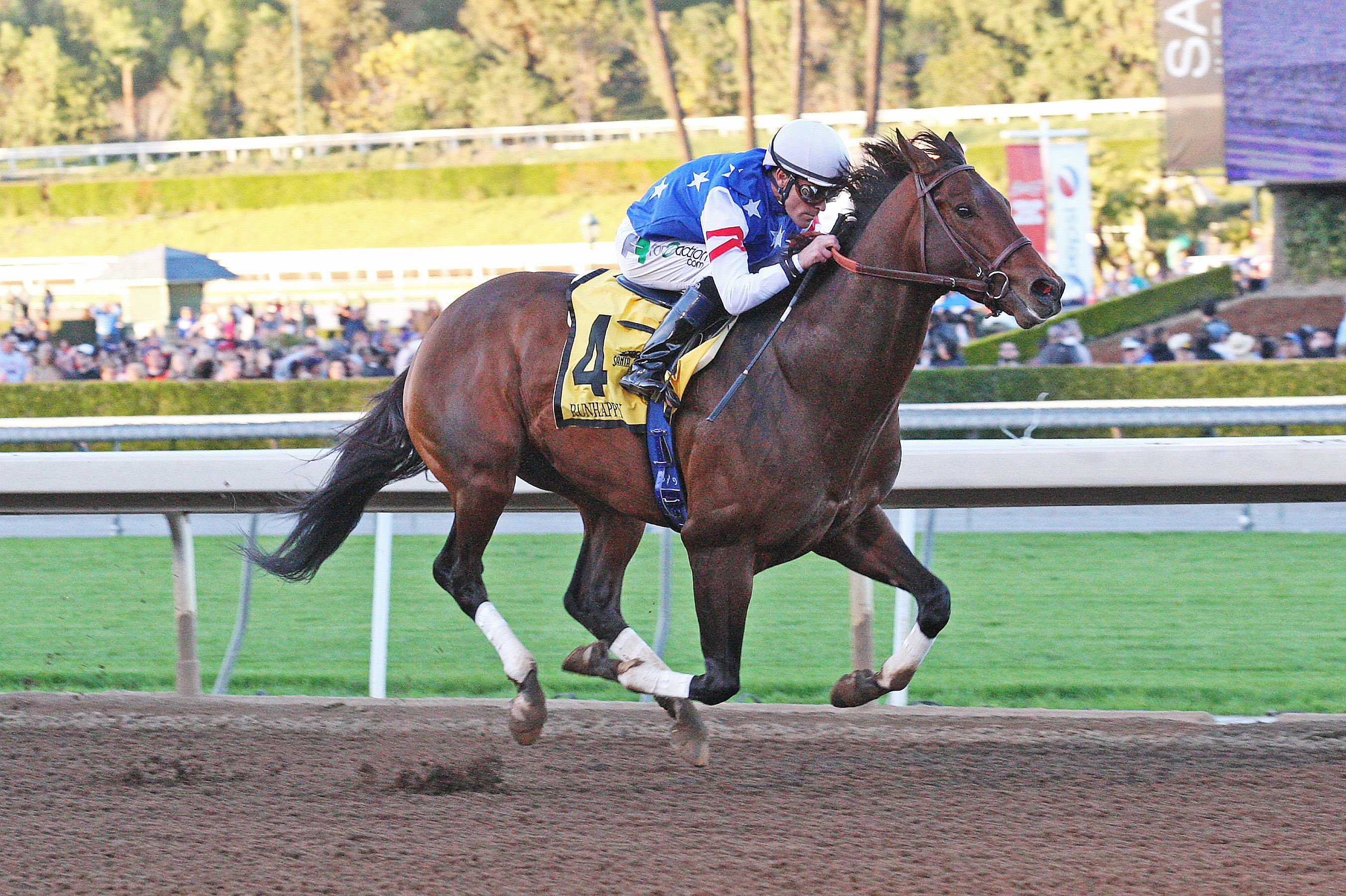 Runhappy wins the Malibu Stakes